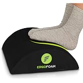 ErgoFoam Ergonomic Foot Rest Under Desk - Premium Velvet Soft Foam Footrest for Desk - Most Comfortable Desk Foot Rest in The World for Lumbar, Back, Knee Pain - Foot Stool Rocker (Black)