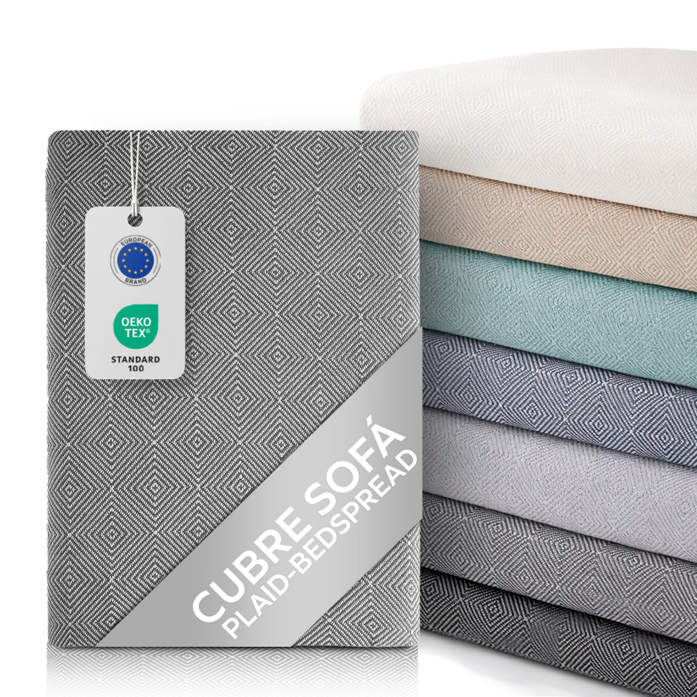 textil-home Throw Blanket Protector sofa DANTE Bed Cover - 130x180 cm - for 1 seater sofa cover, Sofa Cover Protector. Gray — image 1