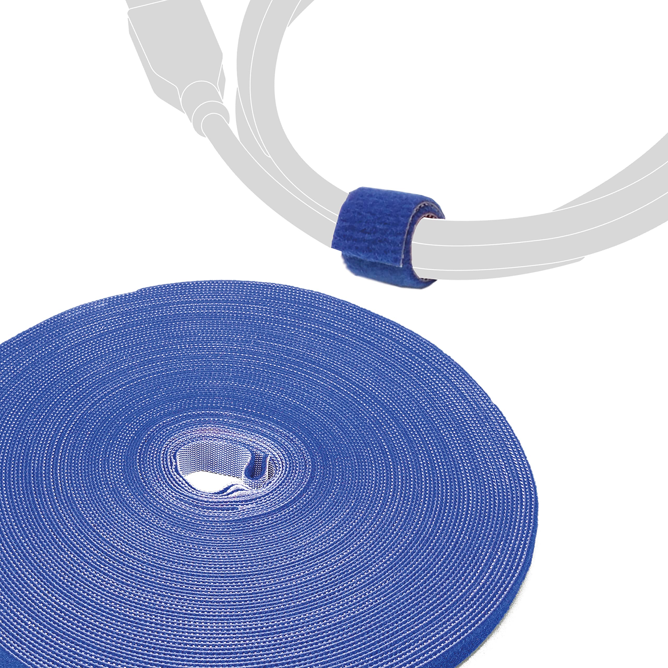 LABEL THE CABLE Roll of Double-Sided Hook and Loop Tape - Cable Ties Roll for Perfect Cable Management - Velour Quality - LTC ROLL Strap - 25 m x 16 mm - Blue - PRO 1250