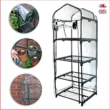 DIVCHI 4 Tier Greenhouse Durable Steel Frame Clear PVC Cover Indoor Outdoor view 6