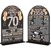 70th Birthday Decorations, Black Gold 70th Birthday Decorations for Men Women, Two-Sided Back in 1956 Theme Poster Acrylic Table Sign, Bday Party Supplies Decor-A14