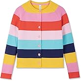 BOBOYOYO Girls Cute Cardigan 100% Cotton Rainbow Kids Cardigan Sweater Button up Striped Knit Cardigan Children for 5-12 Y