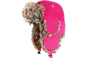THE HAT DEPOT Faux Fur Safety Reflective Aviator Trapper Hat Snow Ski Trooper Winter Cap