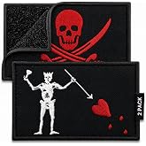 Bluyellow Blackbeard Jolly Roger Pirate Hook and Loop Tactical Patch | Embroidered patches for backpack, vest, cap, helmet, skull crossbones morale