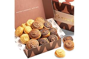 GENERIC Bonsela Bakery Food Gifts, Variety Individually Wrapped Cinnamon Rolls, Chocolate Croissants & Vanilla Buns, 18pc Rugelach Travel Snacks Breakfast Pastries, Gifts for Women, Birthday Gifts for Men Mom