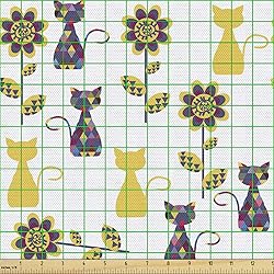 Ambesonne Cat Lover Fabric by The Yard, Funny Poly