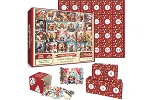 PPUZZLING Advent Calendar 2024 Christmas Puzzle for Adults 1000 Pieces, 24 Days Christmas Countdown Calendar Jigsaw Puzzles, Winter Snow Animals Puzzles as Christmas Decors