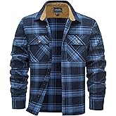 Cotrasen Mens Flannel Shirts Cotton Long Sleeve Plaid Shirts Button Down Casual Lightweight Shirts with 2 Pockets