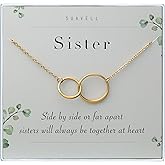 Suavell Sister Necklace – Sterling Silver Interlocking Double Circle Necklace Jewelry for Women – Meaningful Birthday Gift for Sister, Maid of Honor Gift or Bridesmaid