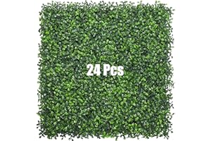 Bybeton Artificial Boxwood Panels,20"x 20" (24pc) 4-Layer Leaves UV-Anti Greenery Grass Wall Backdrop for Indoor Outdoor Privacy Protected and Garden, Balcony,Privacy Fence Screen Decor