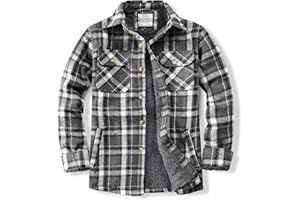 WINDFIT Men's Cotton Sherpa Lined Button Down Flannel Shirt Jacket Plaid Soft Outdoor Flannel Jacket Shirt