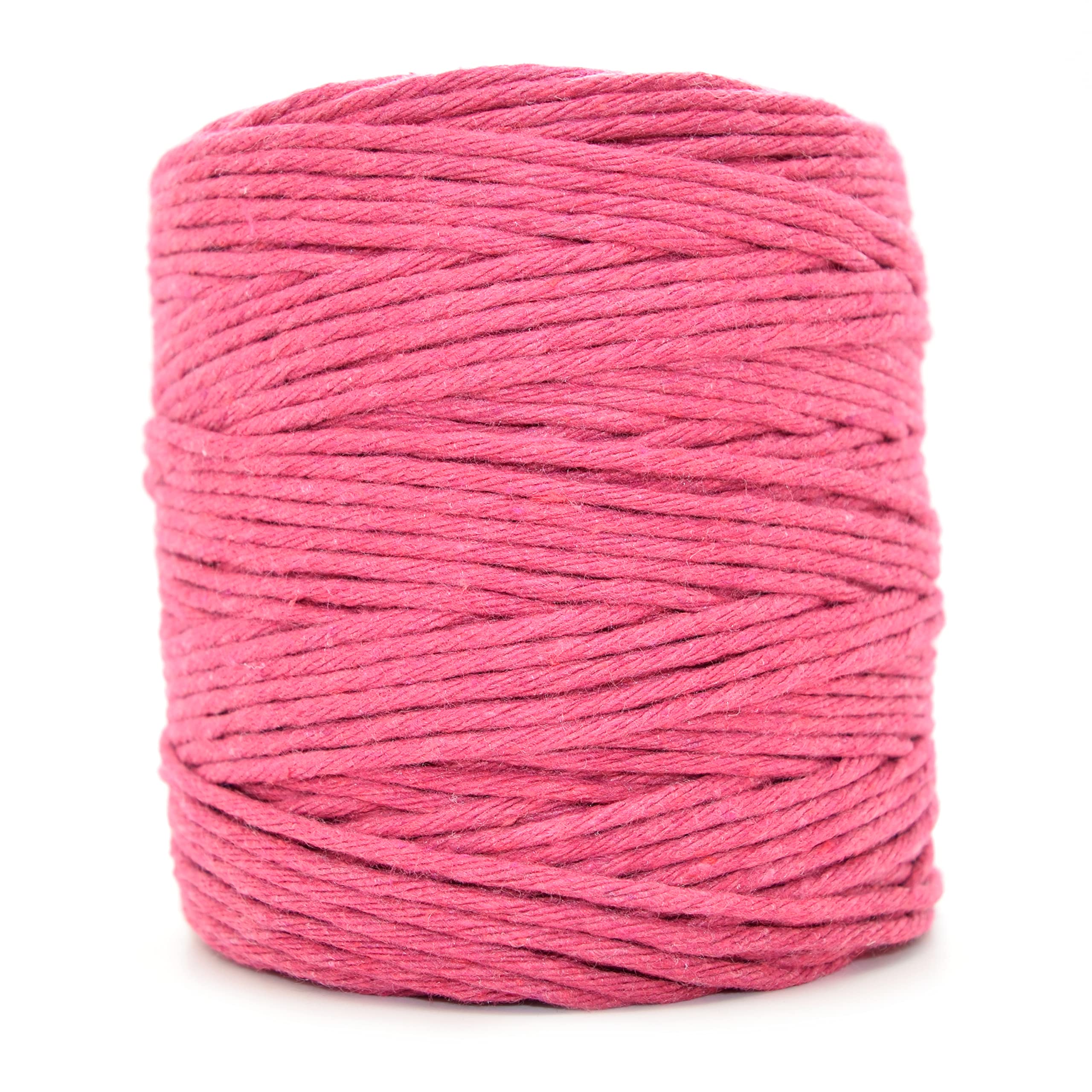 Premium Fuchsia Macrame Cord, 200 m / 656 ft of 3 mm Thick Natural Cotton Thread Yarn Macrame Rope for Wall Hangings, Plant Hangers, DIY Crafts, Home Decorations, Gift Wrapping (Reel)