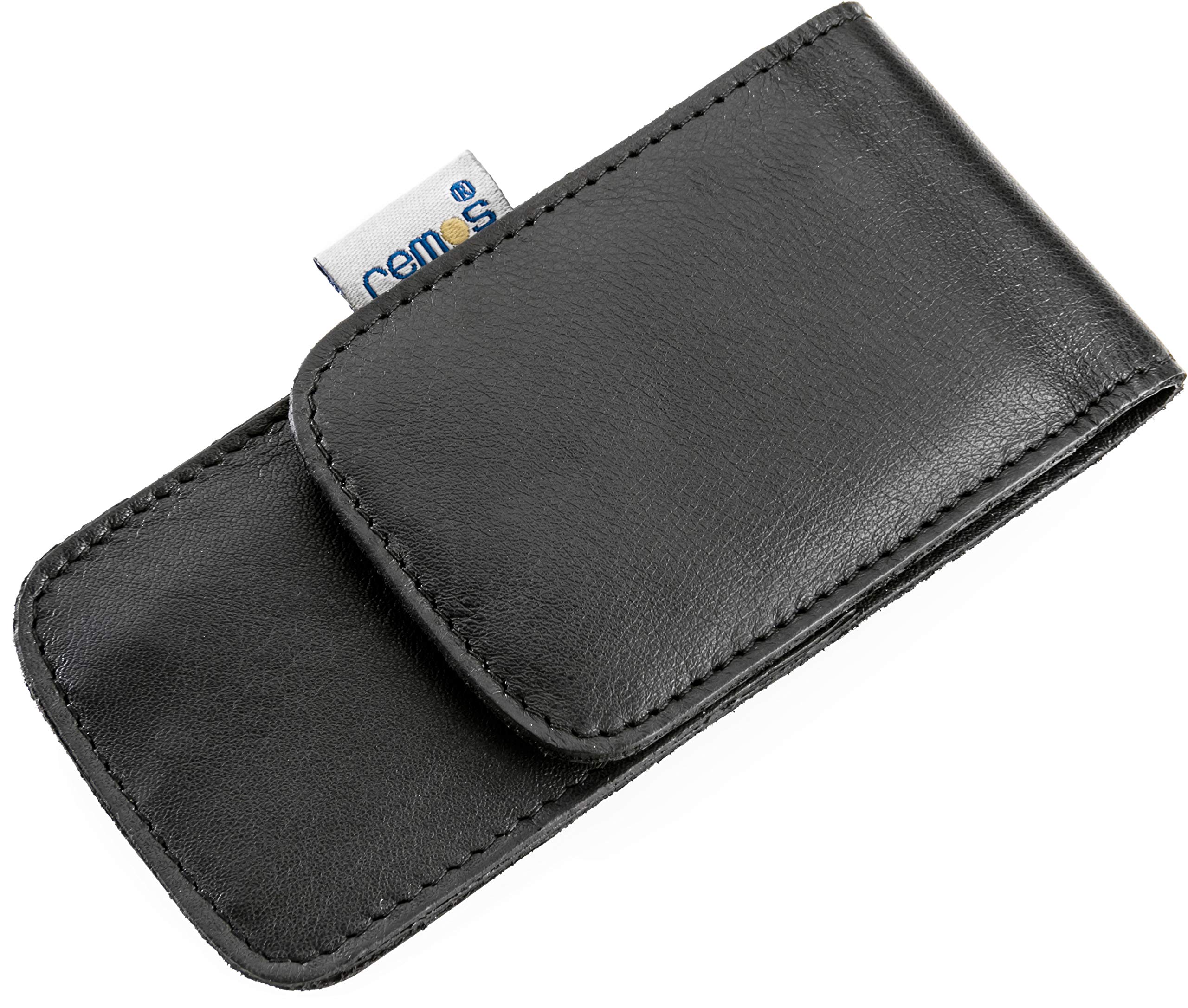 REMOS Manicure Case Empty Made of Genuine Leather with Space for 3 Tools - Black