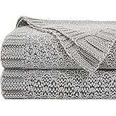 NTBAY Cable Knit Cooling Throw Blanket, Soft and Breathable Throw Blanket 51x67 Inches Made from Rayon Derived from Bamboo for Couch, Sofa, Nap, Silver Grey