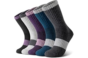 Nimalpal Wool Socks for Women - Hiking Womens Socks 5 Pairs, Thermal Sock for Men & Women Winter Warm Moisture Wicking