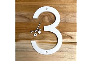 GO HOME NUMBERS 5 Inch Modern Plastic House Numbers and Letters with hardware included. Black and White Arrows, North South East West, Unit A B, No.- Dash, 1/2 (3, WHITE)