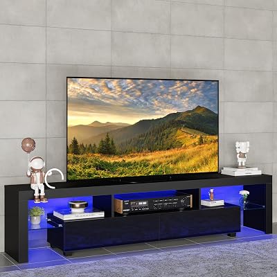 Panana Modern White 200CM TV Stand with RGB LED Lights 65-85 inch TV