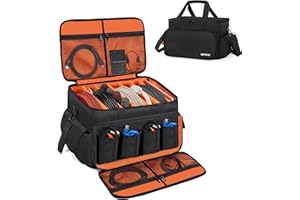 IBVIVIC DJ Cable File Bag with 6 Detachable Dividers High Capacity Gig Cable Bag for Cords,DJ Gear,Sound Instrument and Accessories