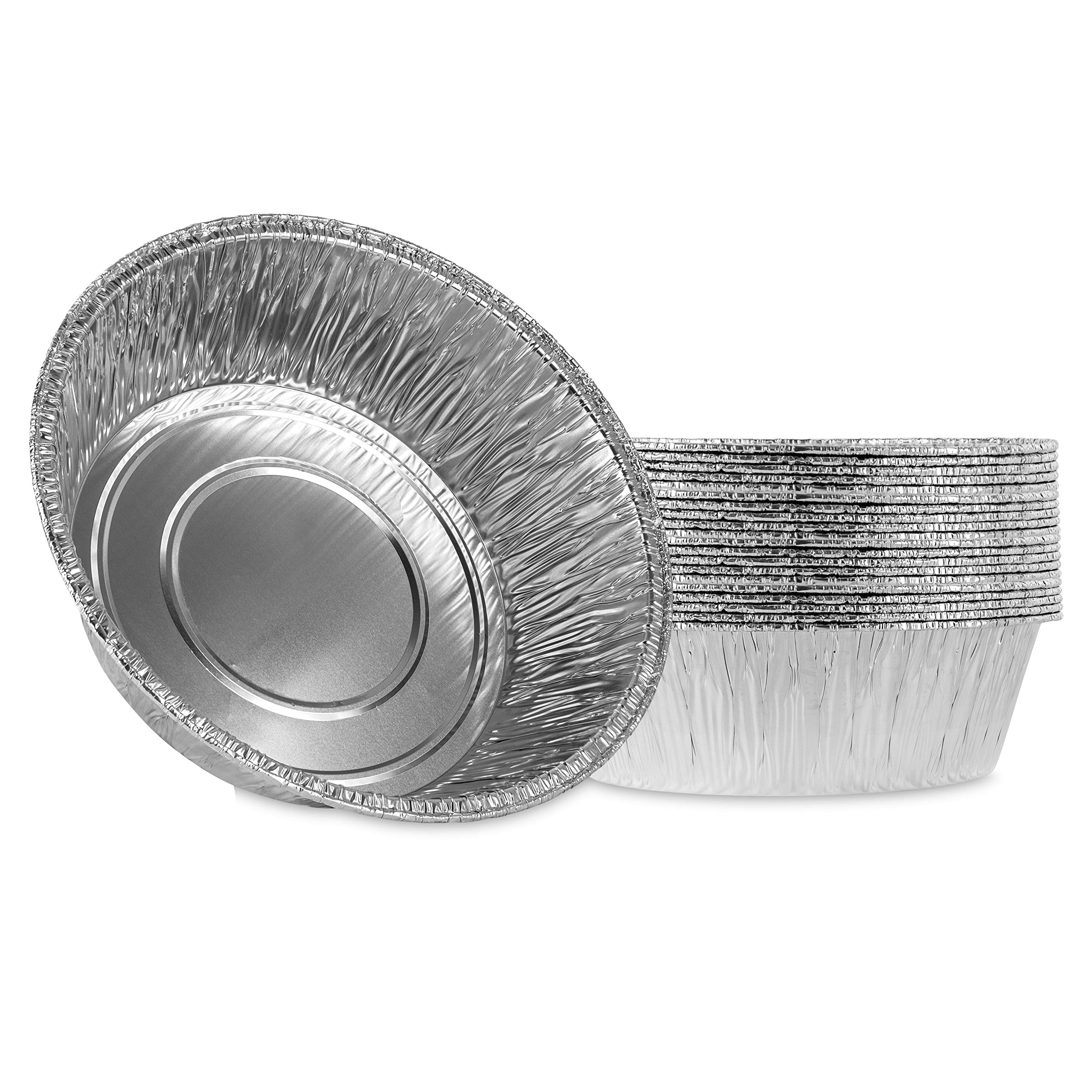 Photo 1 of PLASTICPRO 10'' Inch Round Deep Tin Foil Pans Disposable Aluminum, Freezer & Oven Safe - For Baking, Cooking, Storage, Roasting, & Reheating, Pack of 20