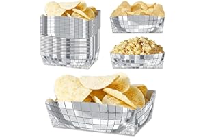 LeerooDecor 24 Pcs Disco Theme Food Trays Disco Ball Paper Dinner Dinnerware Party Supplies 70s 80s 90s Wedding Birthday Bachelorette Party Decorations
