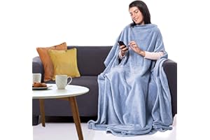CANDY CANE Premium Wearable Blanket 70"x50" with Three Holes, 280 GSM Fabric, Super Soft, Microplush, Cozy and Functional Throw Blanket for Adult, Women and Men