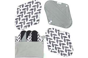 wegreeco Reusable Menstrual Pads - Reusable Sanitary Pads | Reusable Panty Liners | Soft Cloth Menstrual Pads - 6 Pack with 1 Cloth Mini Wet Bag (Medium, Luxury)