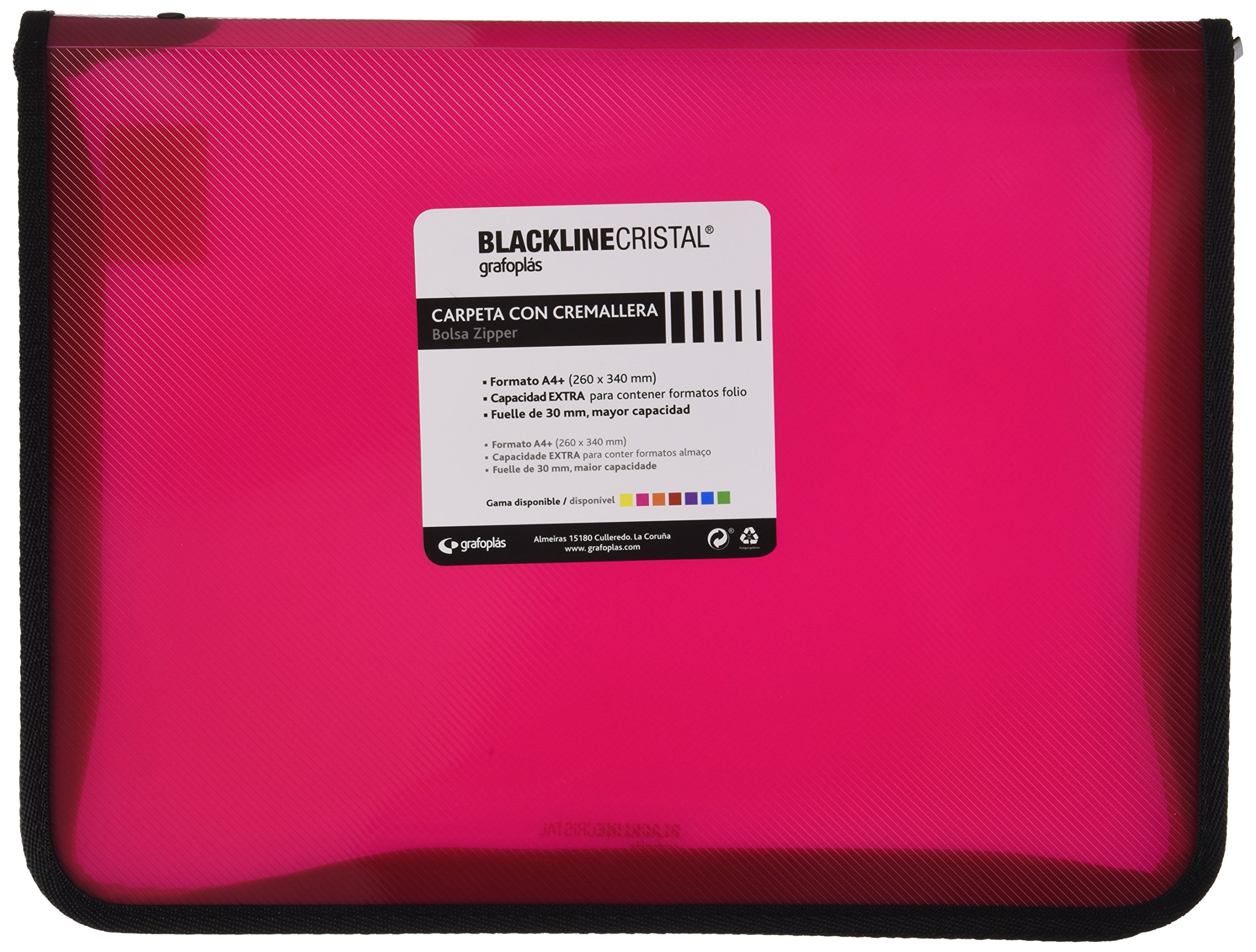 grafoplas 4800654 – Folder with Zip, Fuchsia, A4 +