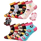 Leumoi 10 Pairs Funny Food Ankle Socks for Women Novelty Taco Short Snack Pizza Socks Bulk for Fast Food Lover Gift