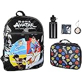 INTIMO Nickelodeon Avatar The Last Airbender Characters Aang Zuko Katara Sokka 5 PC Backpack Lunch box Icepack Water Bottle Set 16"