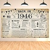 DARUNAXY 80th Birthday Party Decorations, Vintage Back in 1946 Banner 80 Year Old Birthday Party Poster Supplies Vintage 1946 Backdrop Photography Background for Men & Women 80th Class Reunion Decor