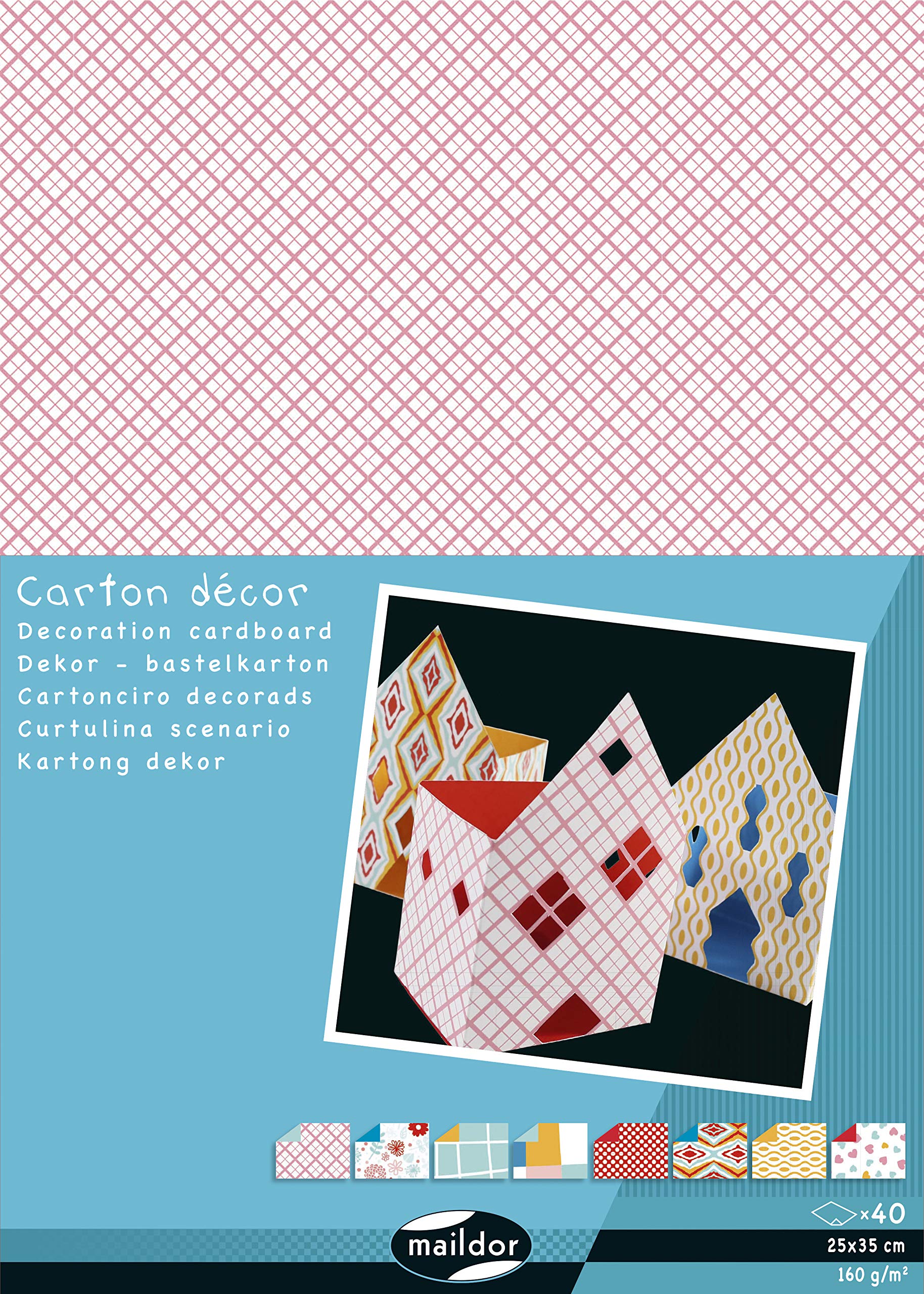 Maildor by Clairefontaine 354590C Pack of 40 sheets of cardboard decor 25x35cm 160g, assorted colours Geometric Arts Crafts Creative Fun - Children's Activity