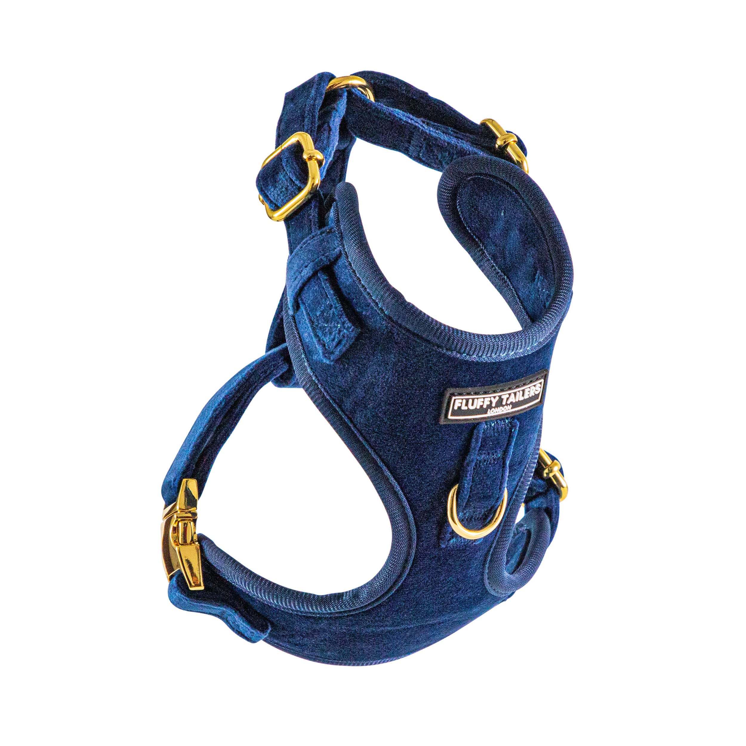 Fluffy Tailers Royal Blue Velvet Dog Harness (XXS) | Extra Extra Small Dog Harness, No Pull, Adjustable Puppy Harness with Breathable Padded Chest Strap for Small & Teacup Dogs | Comfortable & Stylish