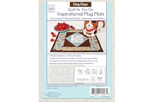 June Tailor Quilt As You Go Inspirational Mug Mats Dog Days, Natural/Blue Ink, 1 Count (Pack of 1)