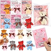 28 Pack Valentines Day Cards for Kids Classroom Valentines Day Gifts for Kids School Mini Bear Plush Toys Valentines for Class Valentines Exchange Cards Party Favors Classroom Exchange Gift Set