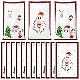 Haooryx Christmas Ghost Gift Bags - 50Pcs Little Boo Plastic Pack Christmas Holiday Gift Wrap Reusable Tote Goodie Goody Bags Xmas Present Wrapping Party Favor Supplies Handles Bulk Shopping Retail