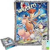 Disney Toy Story Blanket Set - Bundle with Soft Blanket Featuring Woody & Buzz Lightyear Plus Stickers, More for Kids, Adults, Teens | Cozy Toy Story Tapestry Throw 48" x 60"