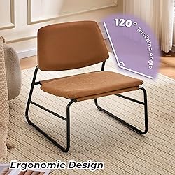 DAICO PU Faux Leather Orange Modern Accent Chair