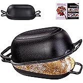 GdnWings Oval Dutch Oven for Bread Baking 12 x 8 Inch, Pre-Seasoned Cast Iron Bread Oven for Sourdough, Dutch Oven Bread Loaf Pan for a Crispy Crust, 5QT