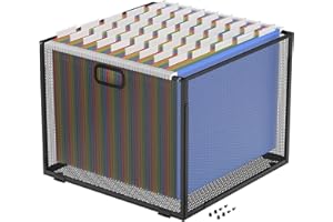 Oterri Hanging File Organizer, Metal File Organizer, Portable Desktop File Organizer for Letter Size Folder, Mesh Hanging File Crate for Office,Folders Not Included(Cool Black-Large,1 Pack)