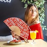 Fisura Handheld Folding Fan with Hanger It is f*cking hot red pattern view 4