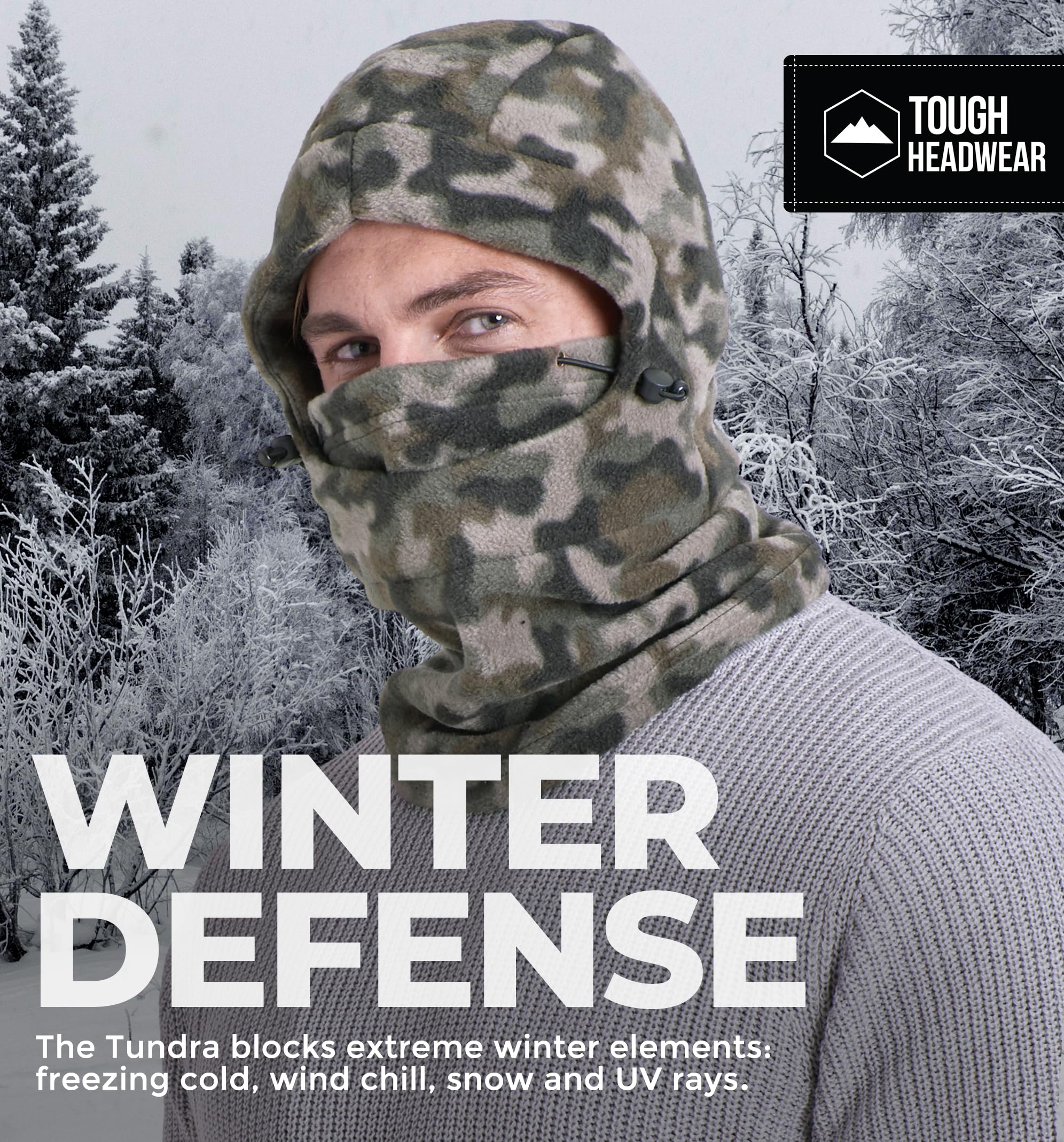 Tough Headwear Fleece Balaclava Ski Mask - Windproof Face Covering - Ski Mask for Cold Weather Gear - Winter Accessories