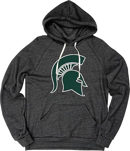 Michigan State Spartans Tri-Blend Hoodie Vintage Icon Team Color, Large