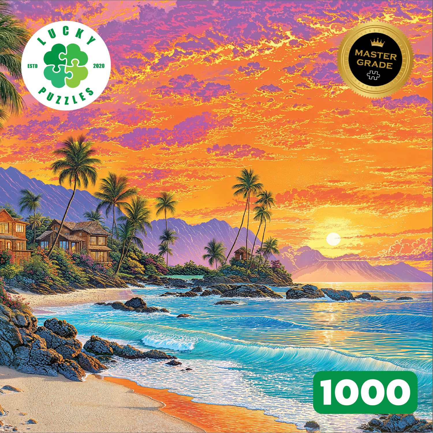 Mua Lucky Puzzles - Sunset Bliss by the Sea - 1000 Piece Jigsaw Puzzle ...