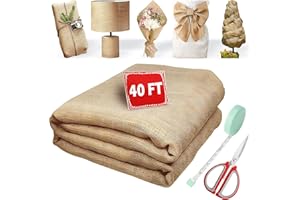 KORETECH 40“ x 40 Feet Burlap Roll Multipurpose Burlap Tree Wrap High Density Jute Fiber, Weed Barrier, Craft Projects and Party Decor