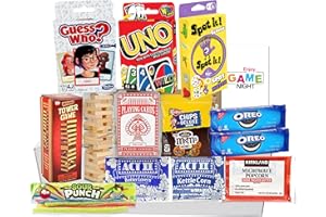 BEYOND THE BOX The Ultimate Game Night Gift Baskets for Family, Kids, Teens & Adults | Playing Cards & Snacks & Candy Gift Box for Teenage Birthday | Great Family Games & Movie Night or college, care package