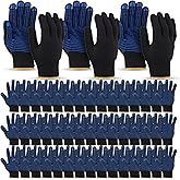 Hoosige 60 Pairs Cotton Work Gloves Bulk with Anti-slip Dots Polyester Knit Gloves For Men Women Safety Protection