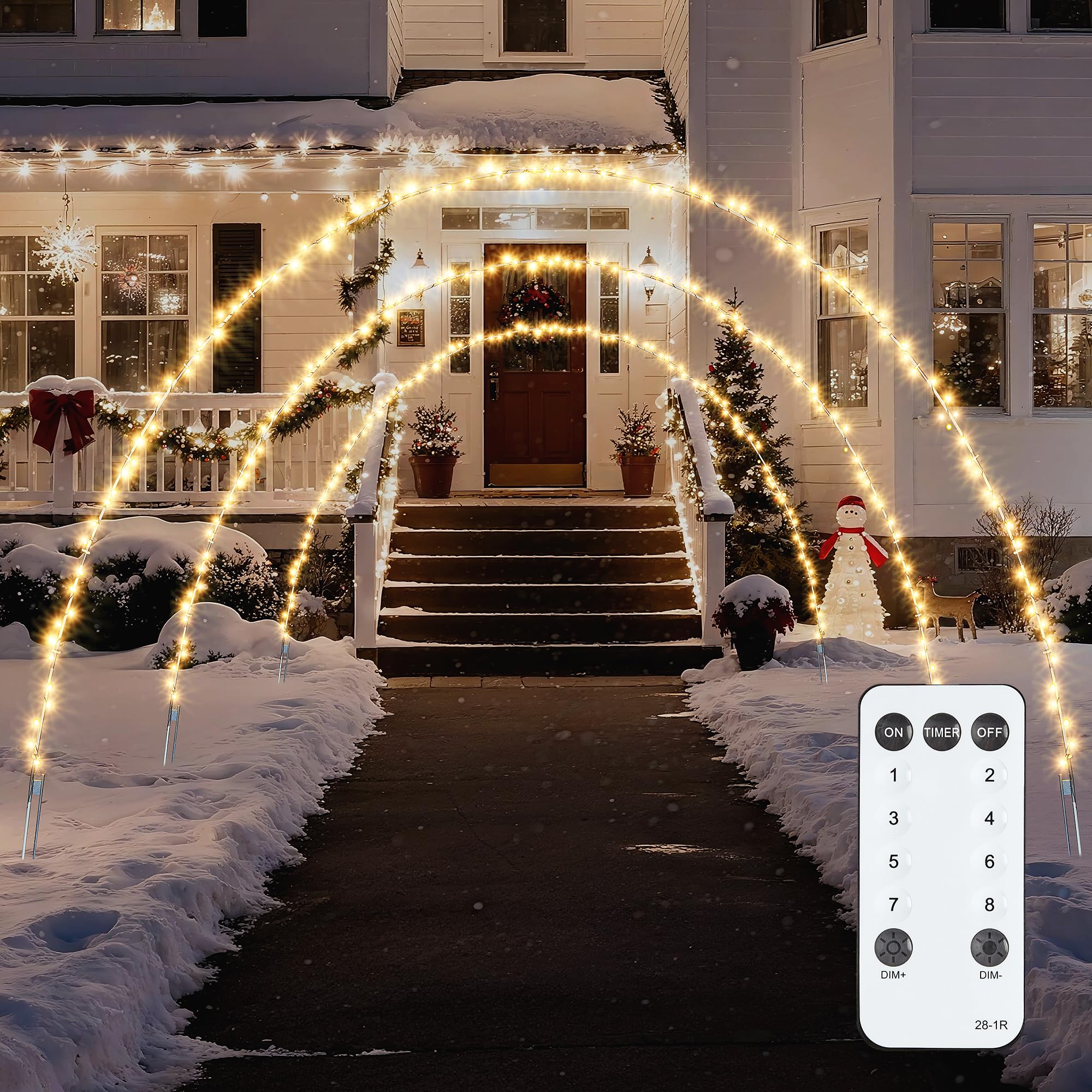 Photo 1 of Brightown 3 Pack Christmas Archway Outdoor, 24FT 300LED Christmas Arch Light,8 Light Modes Lights Driveways Arch Offers Easy Assembly & Reusable, Perfect for Doorways, Yards Decor,Warm White
