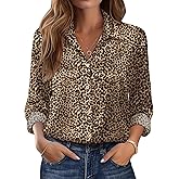 Zeagoo Womens Tops Long Sleeve Satin Silk Button Down Shirts Casual Business Dressy Blouses Fall Clothes
