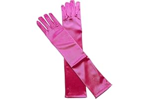 Aslana 14"-15" Elbow Long Satin Gloves for 4-9 yrs Girls Kids Flower Girls Princess Cosplay