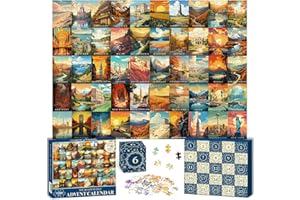 DRCURN 50 States Puzzle Advent Calendar 2025 Adult Teens, 25 Day Christmas Countdown Claendar with 1000pcs Jigsaw Puzzles for Family Friends